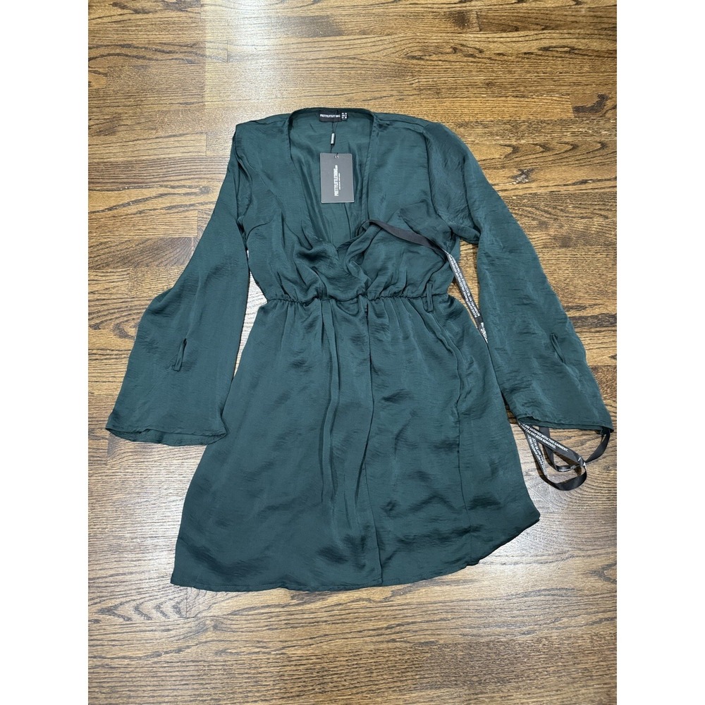 WOMENS PRETTYLITTLETHING BNWT SIZE UK 10 US 6 GREEN SHIFT DRESS